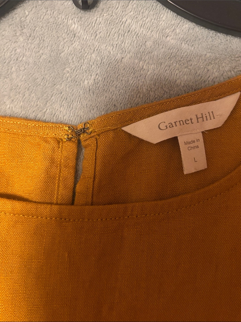 Garnet Hill Linen Mustard Midi Dress with 3/4 Sleeves - Picture 6 of 6